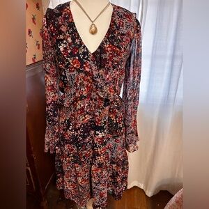 Julia Jordan Multicolor Floral Long Sleeve Dress Size 2 Boho Cottagecore